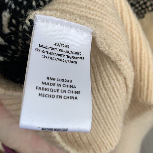 Bobeau Cream Black Diamond Puff Sleeve Sweater XL NWOT - Picture 5 of 5